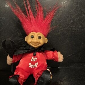 Vintage Russ Hot Stuff Plush Beanbag Body Troll w/ Pitchfork & Cape Valentine